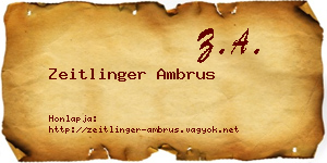 Zeitlinger Ambrus névjegykártya